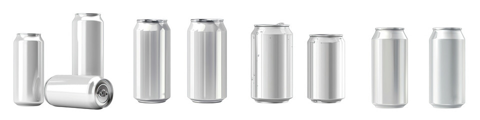 White 500ml and 330ml aluminium cans  Hyperrealistic Highly Detailed Isolated On Transparent Background Png File