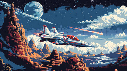 Classic 8-bit retro video game scene