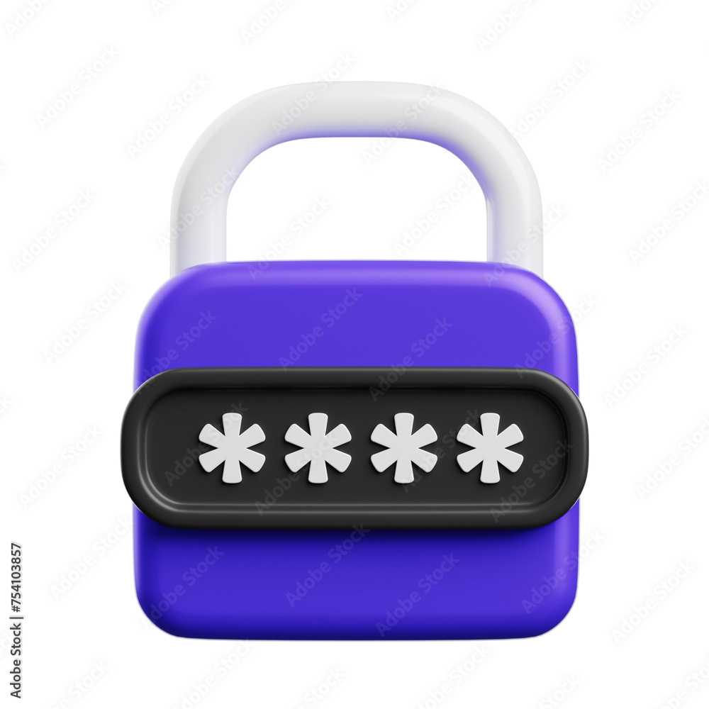 Poster 3d password securing secrets. 3d illustration, 3d element, 3d rendering. 3d visualization isolated o