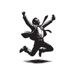 Obraz premium A Celebration of Euphoria: The Excited Expression Silhouette Embodies Pure Enthusiasm and Excitement. Excited Expression Illustration - Excited Vector - Excited person silhouette