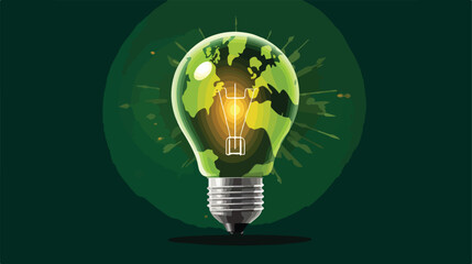 Light bulb with filament forming a house icon on green.