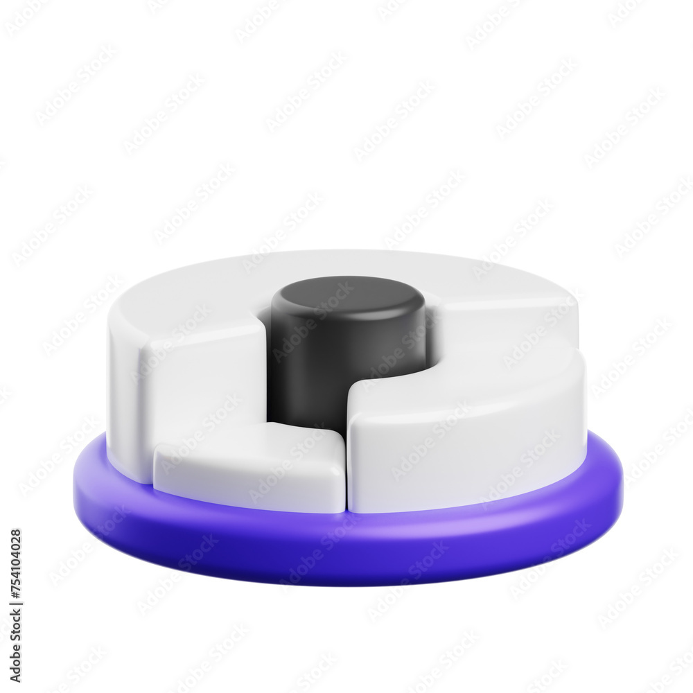 Poster 3d pie chart circular insights. 3d illustration, 3d element, 3d rendering. 3d visualization isolated