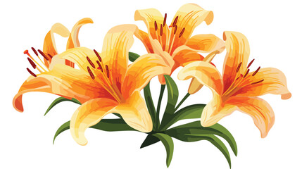 Lily. Flat vector illustration isolated on white background.