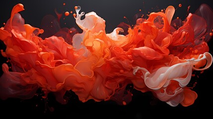 Liquid silver and fiery red liquids explosively merging, creating a visually intense and abstract composition captured in high definition