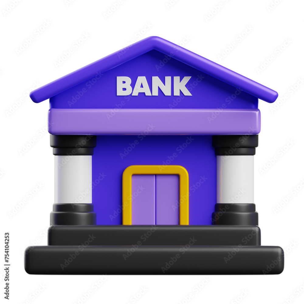 Poster 3d bank building architectural marvels. 3d illustration, 3d element, 3d rendering. 3d visualization 