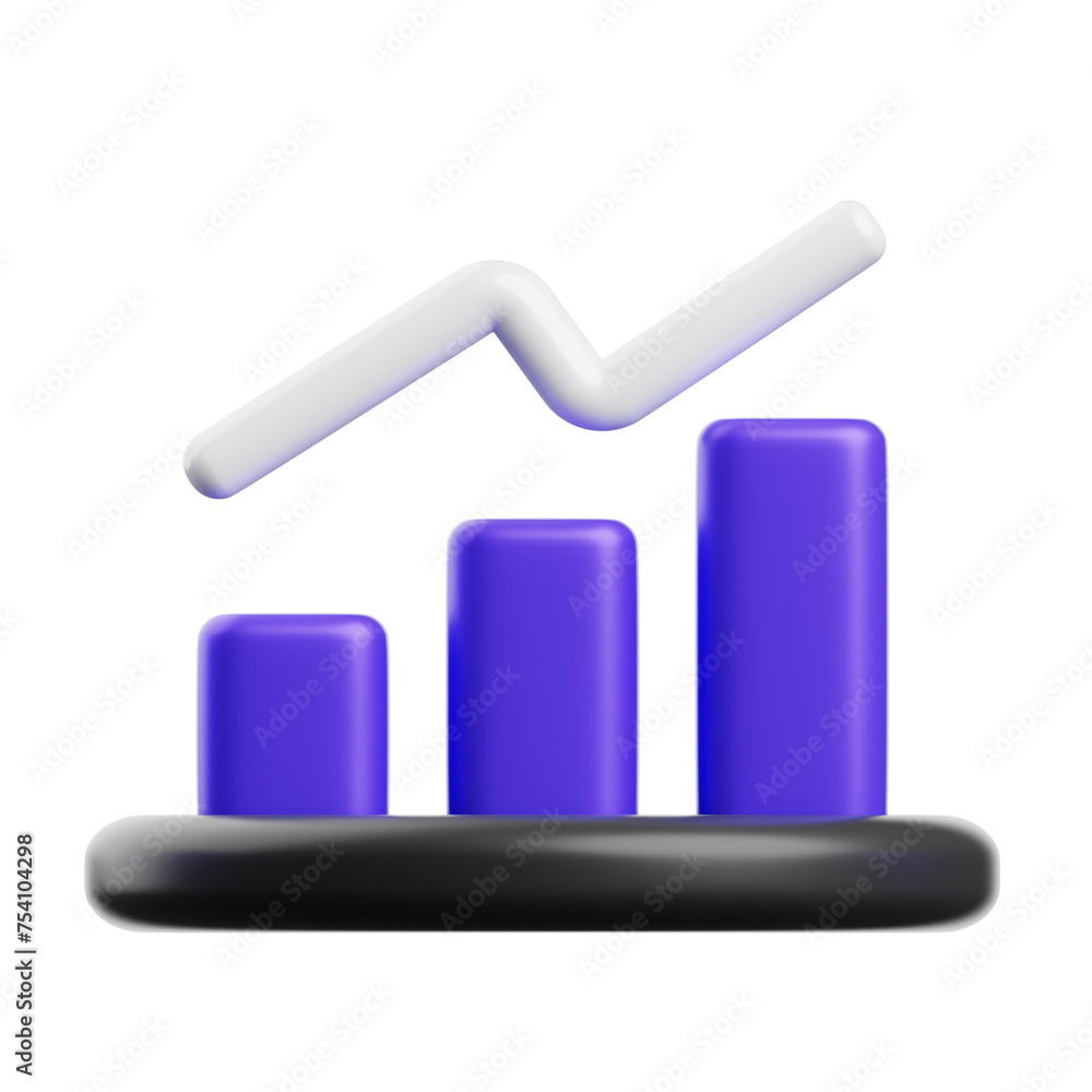 Aufkleber 3d bar chart visualizing data. 3d illustration, 3d element, 3d rendering. 3d visualization isolated 