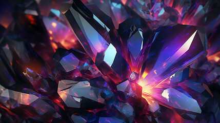 A close up of  diomond like crystal with multiple shade precious background