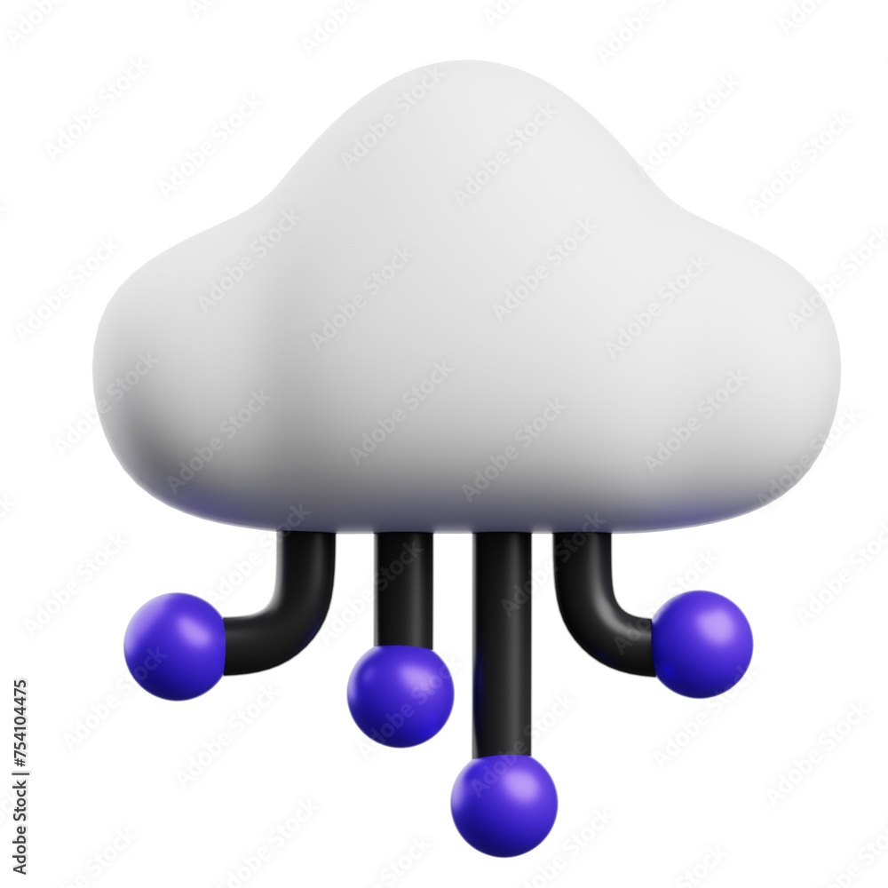 Aufkleber 3d cloud computing the future of computing. 3d illustration, 3d element, 3d rendering. 3d visualizat