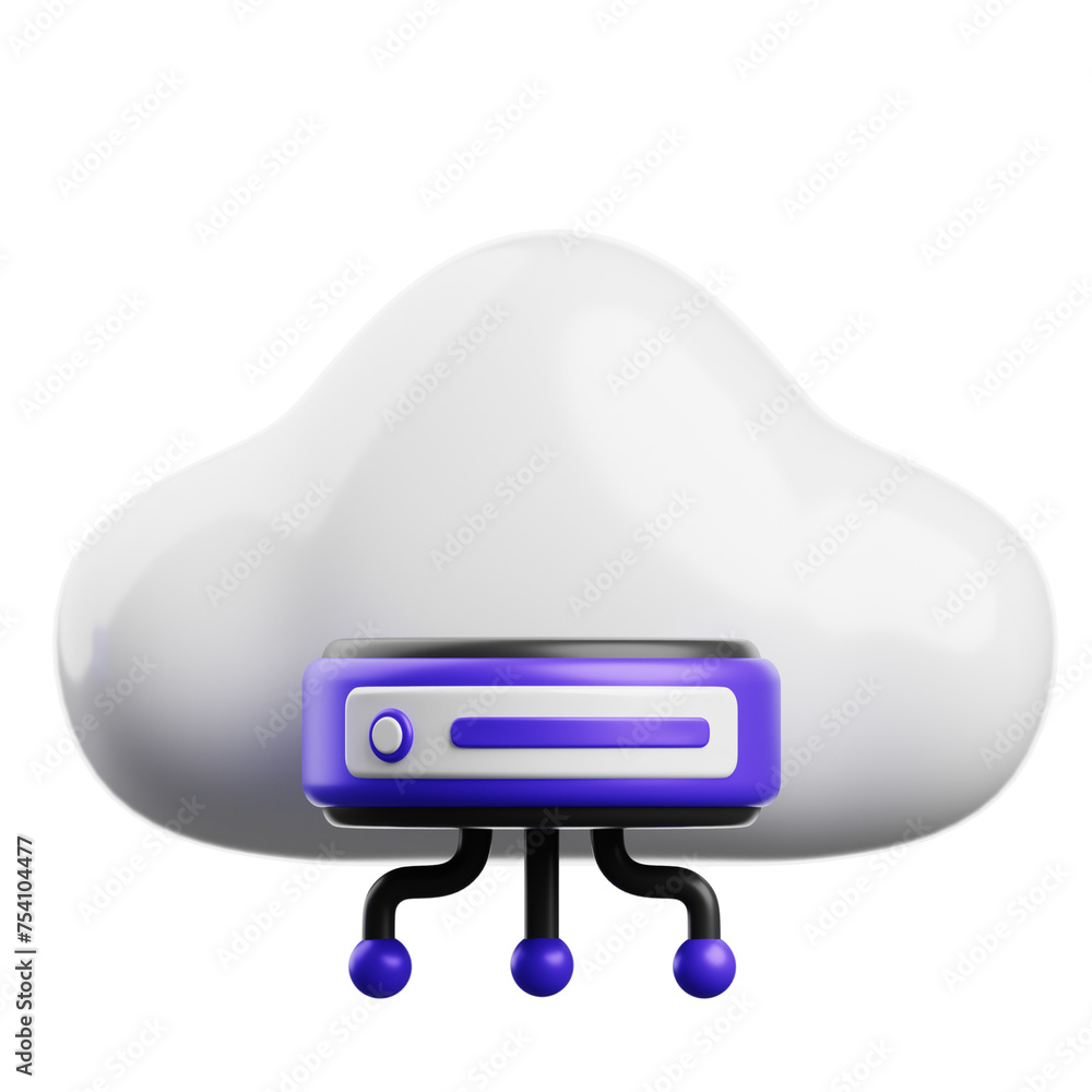 Poster 3d cloud server data in the clouds. 3d illustration, 3d element, 3d rendering. 3d visualization isol