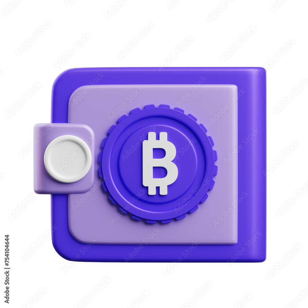 Poster 3d crypto wallet secure in the ether. 3d illustration, 3d element, 3d rendering. 3d visualization is