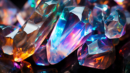 Fototapeta na wymiar A crystal cluster with a bright light shining on it brilliante glow background