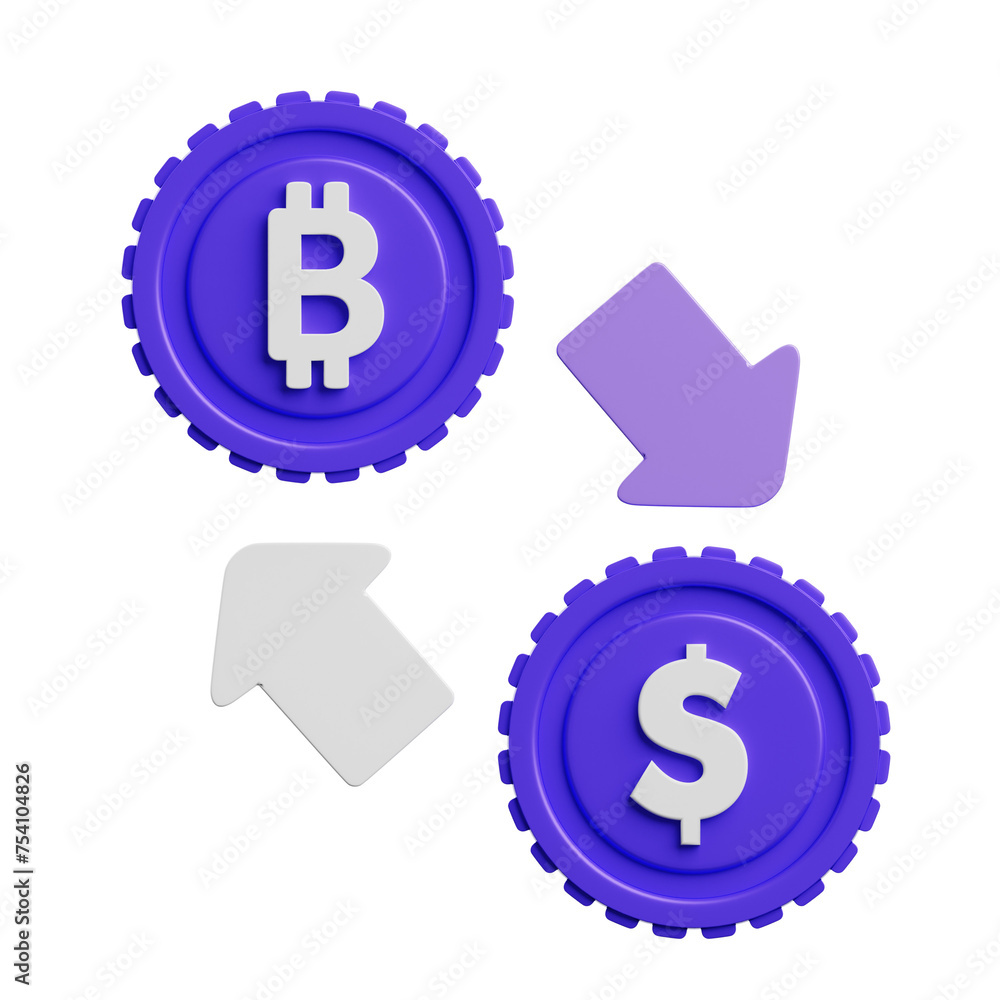 Aufkleber 3d exchange digital marketplace. 3d illustration, 3d element, 3d rendering. 3d visualization isolate
