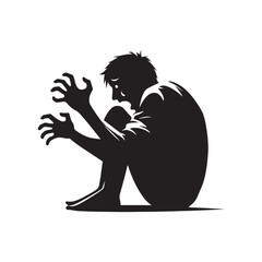 Achieving Visual Impact: Integrate the Scared Expression Silhouette into Designs for Emotional Storytelling. Scared Expression Illustration - Scared Vector - Scared Person Silhouette