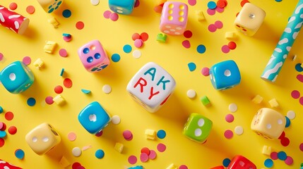 Colorful and cute background. April fool's day background. April fool font per dice background.