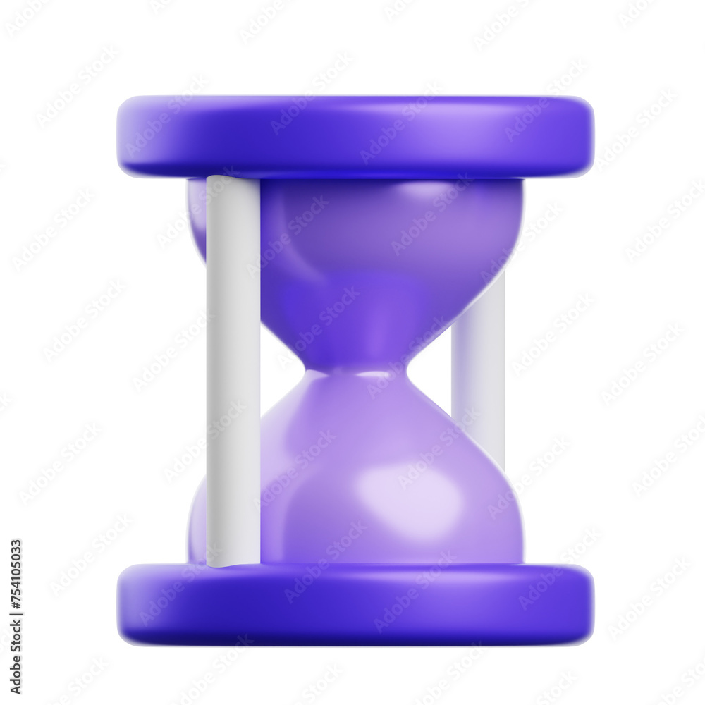 Poster 3d hourglass time's embrace. 3d illustration, 3d element, 3d rendering. 3d visualization isolated on