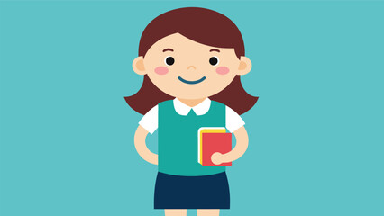 Vector Cute Smiling Young School Student Girl Stan 