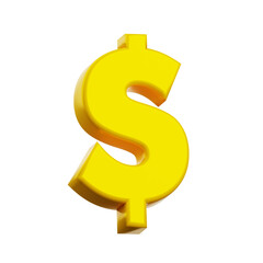 3D Dollar Sign Financial Glyphs. 3d illustration, 3d element, 3d rendering. 3d visualization isolated on a transparent background