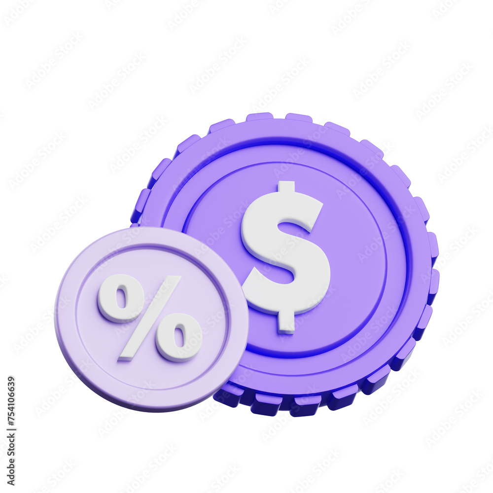 Poster 3d percentage visualizing ratios. 3d illustration, 3d element, 3d rendering. 3d visualization isolat