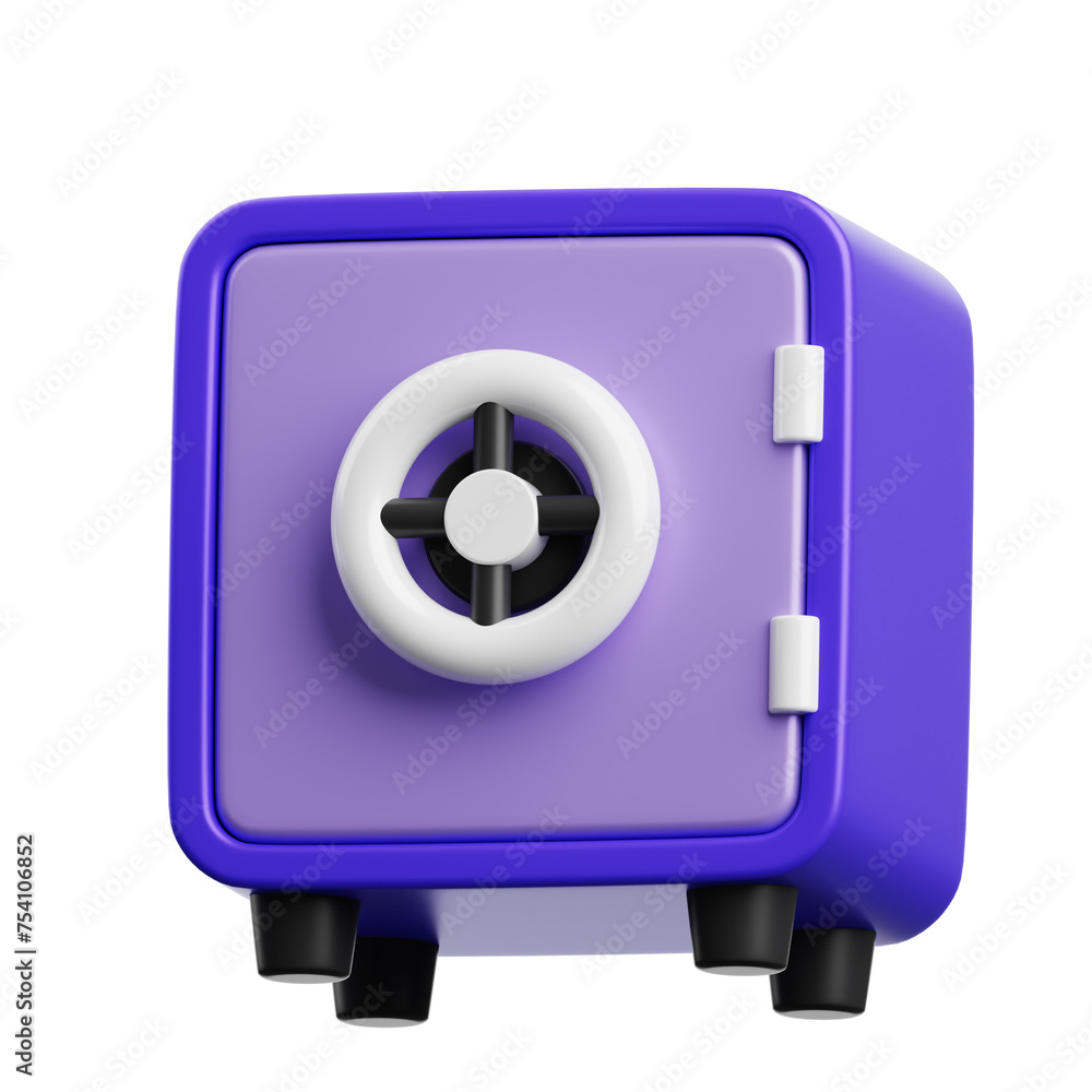 Fototapete 3d safe box secure containment. 3d illustration, 3d element, 3d rendering. 3d visualization isolated