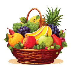 A colorful fruit basket. Vector clipart.
