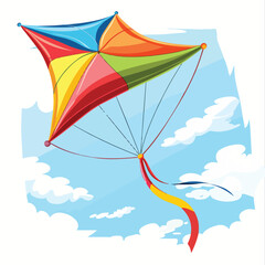 A colorful kite flying in the sky. Vector clipart isolated.