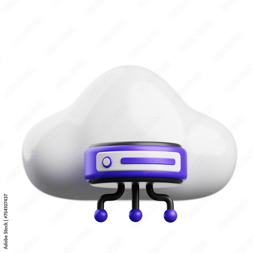 Poster 3d cloud server data in the clouds. 3d illustration, 3d element, 3d rendering. 3d visualization isol