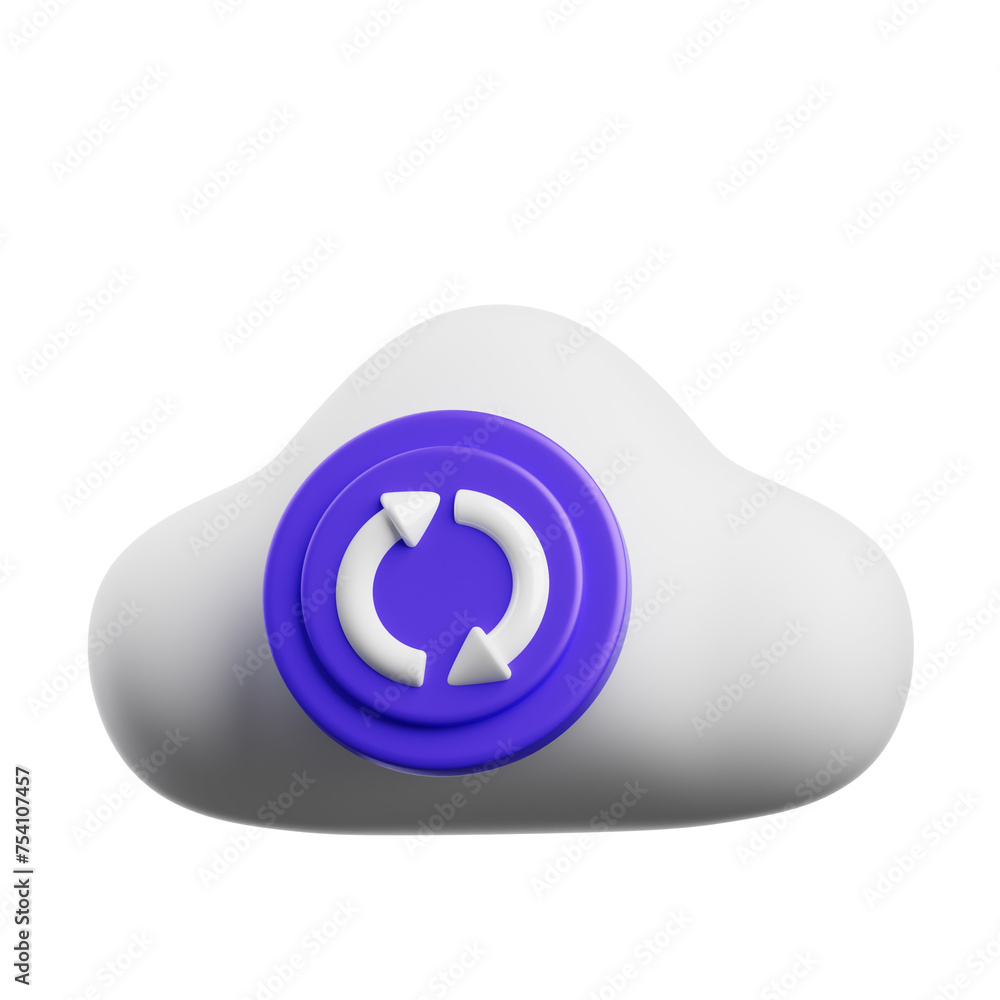 Poster 3d cloud sync digital connections. 3d illustration, 3d element, 3d rendering. 3d visualization isola