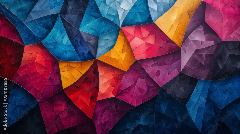 Aufkleber a vibrant mosaic of abstract geometric patterns creating a dynamic and colorful background