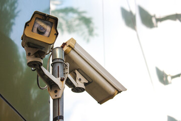 Outdoor CCTV monitoring, security cameras outside the building