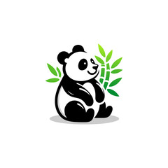Panda bear silhouette Logo concept ready to use