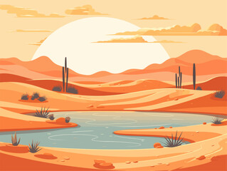 Simple art in desert modern thin line style