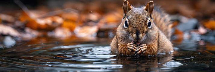High Angle View of Squirrel Drinking Water,
A close up view of a curious squirrel