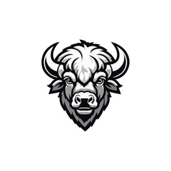 Creative American Bison vector logo design. Wild buffalo bull head. Bison mascot illustration logo design