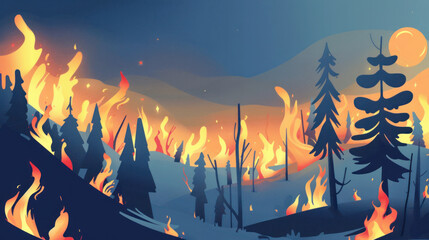 Illustrative background of a forest wildfire.