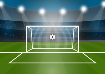 Fototapeta premium Football Goal or Soccer Goal Post in Stadium. Vector Illustration. 