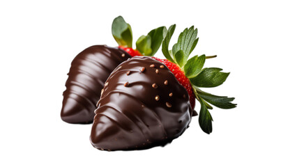 chocolate covered strawberries on isolated on transparent png background. Generative ai