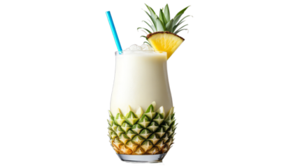 cold pia colada on isolated on transparent png background. Generative ai