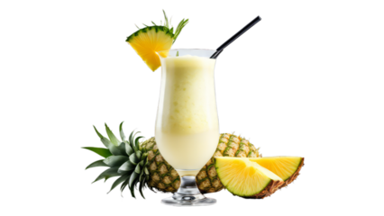 cold pia colada on isolated on transparent png background. Generative ai