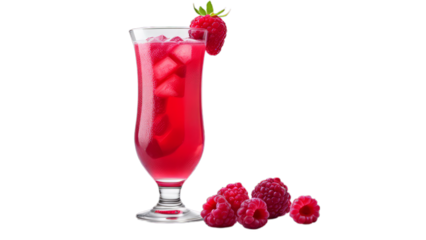 cold raspberry lemonade on isolated on transparent png background. Generative ai