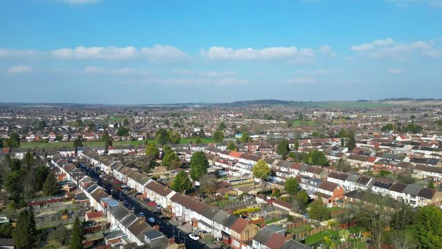 High Angle Footage of Residential Homes at Luton City