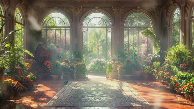 Inviting room interior flooded with natural sunlight from expansive windows overlooking serene nature and the vast sky