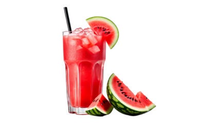 cold watermelon cooler on isolated on transparent png background. Generative ai