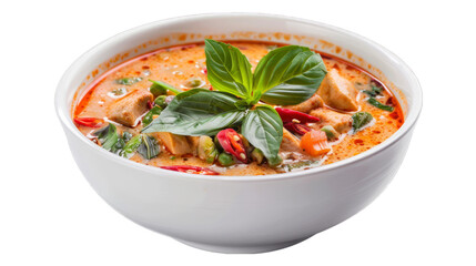 Spicy Sour Soup on isolated on transparent png background. Generative ai
