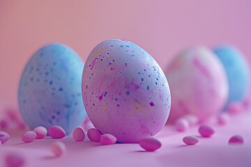 Fototapeta na wymiar Colorful hand painted Easter eggs on pink pastel background. Easter decoration, banner, panorama, background with copy space for text. Happy Easter.