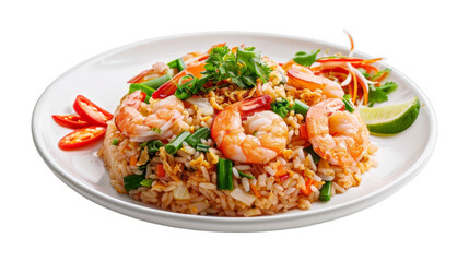 Shrimp Paste Fried Rice on isolated on transparent png background. Generative ai