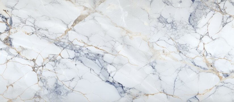 This close-up view showcases a white marble surface with a glossy finish, featuring intricate patterns and a high-resolution texture.