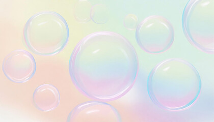 Flying soap bubbles on a pastel background, 3D art, colorful, concept art, warm colors