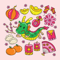 Doodle of chinese new year hand draw vector image