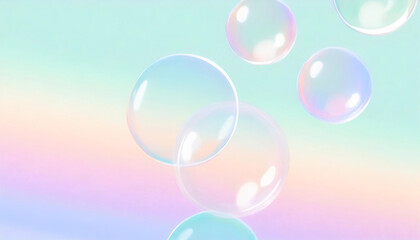 Flying soap bubbles on a pastel background, 3D art, colorful, concept art, warm colors