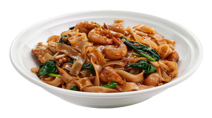 Pad See EwStir-Fried Noodles with Soy Sauce on isolated on transparent png background. Generative ai